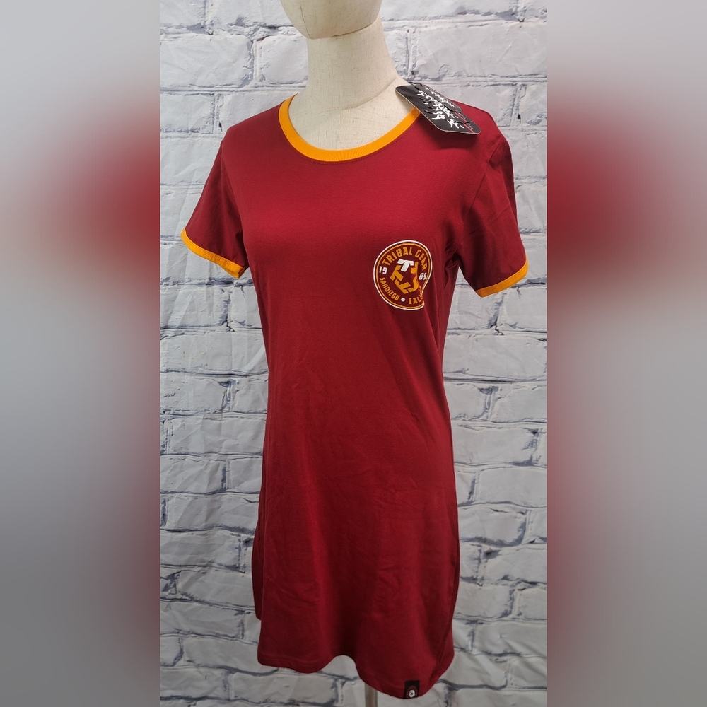 NWT Vintage Tribal Gear Women's T-Shirt Dress Mini Trucker Cranberry Y2K Large - Picture 3 of 15